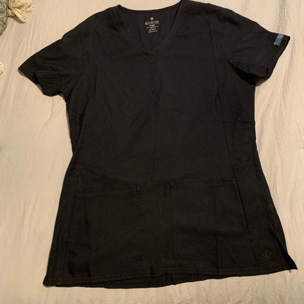 NEW black scrub top 4 pocket